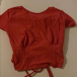Elegant Red Ribbed Women's Blouse